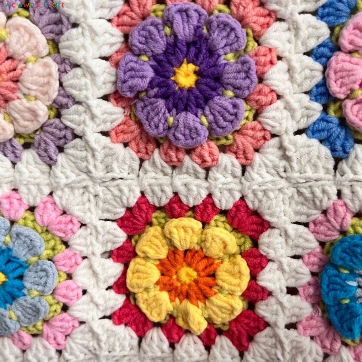 Shoulder Bags,Totes,Handmade Crochet Bags,Flower Splicing Granny Square Tote crocheted with Snow Fairy Yarn - High quality handmade crocheted shoulder bag